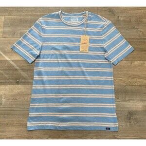 Faherty Sunwashed Short Sleeve T Mens L Blue Stripe Organic Cotton Shirt
